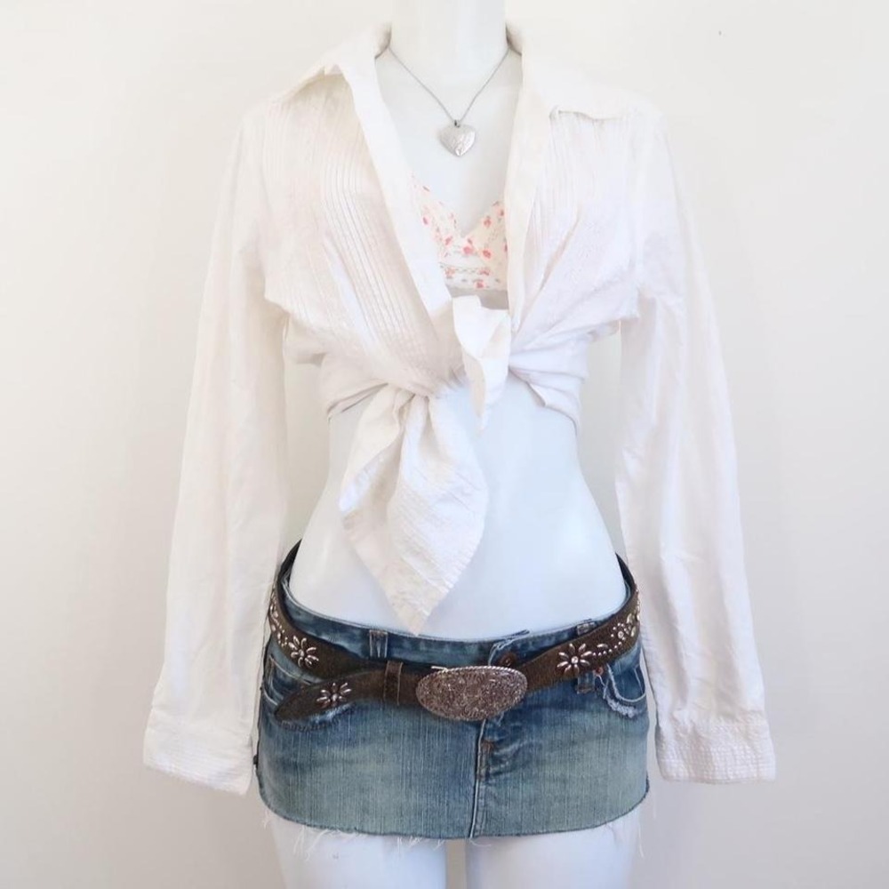 white pleated button up shirt cotton long sleeve top